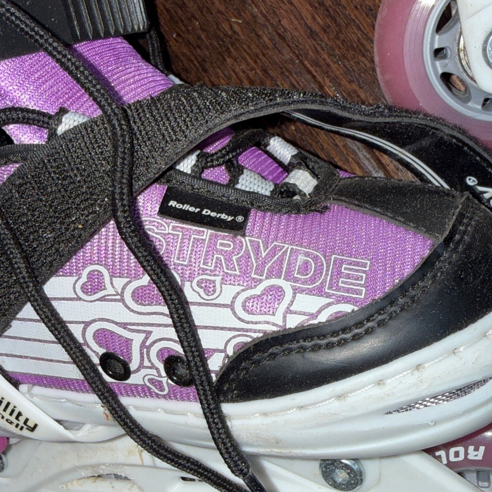 Roller Derby Stryde Purple and White Rollerblades adjustable size 11-1 w pads - Picture 3 of 12